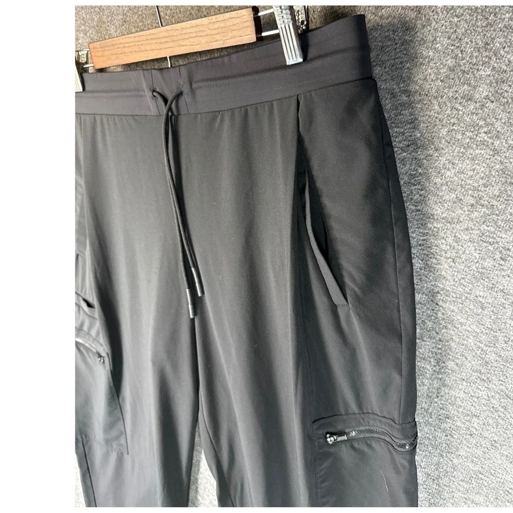 Athleta Go Far Travel Pants Black Cargo Zippers Drawstring Waist Womens‎ Size 14 - Picture 11 of 13